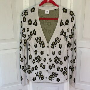 CAbi Light Gray Animal Print Cardigan